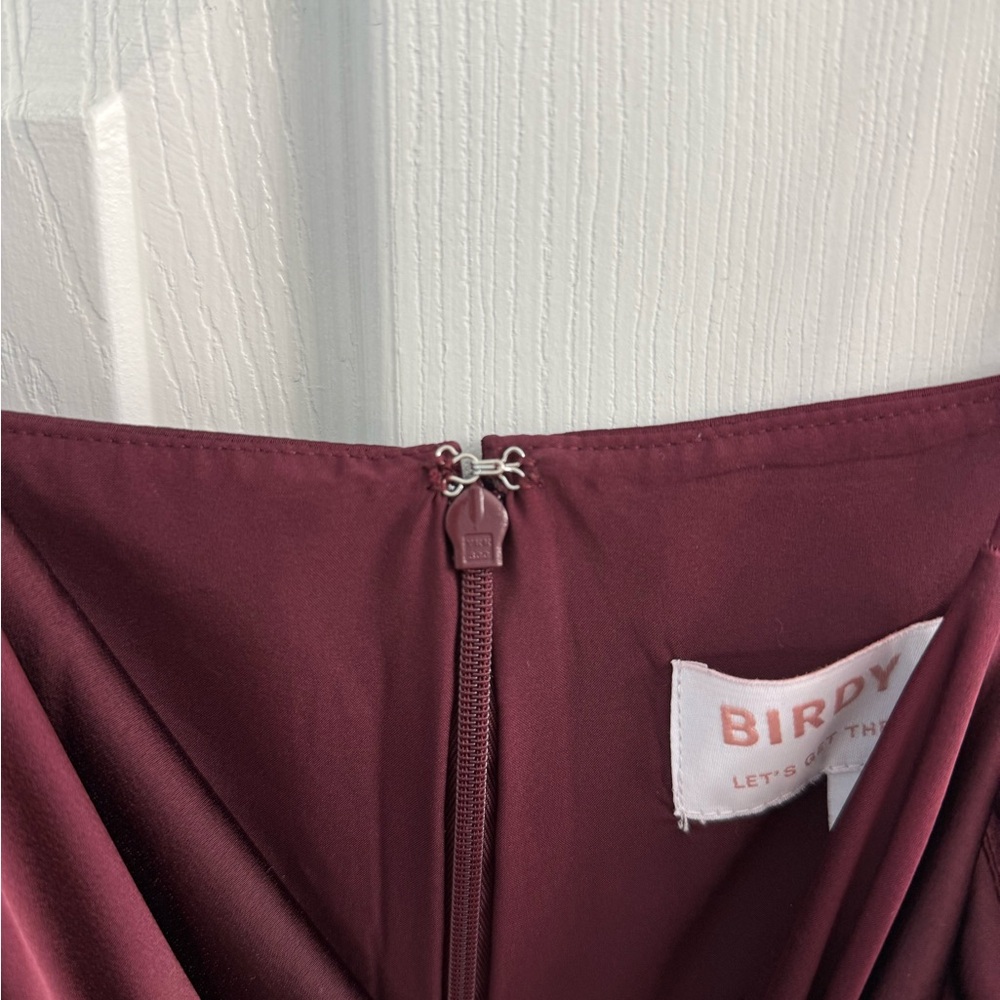 Bridesmaid Birdy Grey Lydia Cabernet Matte Satin Dress (hemmed) - Picture 7 of 12